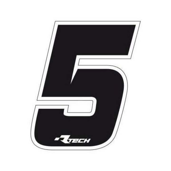 Стикер номер 5, RTECH, 11,5x14,5см, черен, комплект 10 броя