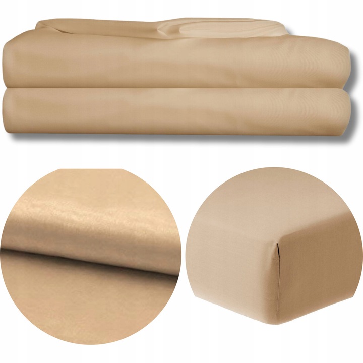 Cearsaf Bej 160x200 cm, Mikrofibra Satinata, Produs Romanesc