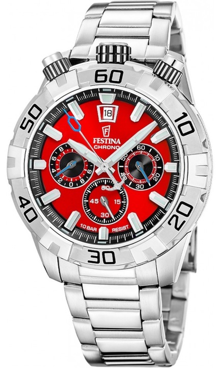 Ceas barbati Festina 20743/5 rosu, otel, sportiv, mecanism quartz