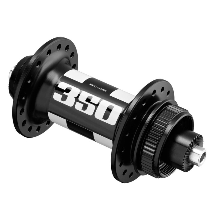 Butuc roata bicicleta DT Swiss 350 Center lock 100mm/5mm, 32 gauri, negru, 156g