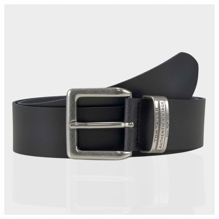 Férfi Öv, Tom Tailor, TG1008R15/791, Regular Fit, Fém Csat, Klasszikus Design, Nadrághoz, Farmerhez, Rövidnadrághoz, 100% Valódi Bőr, 80 cm, Fekete