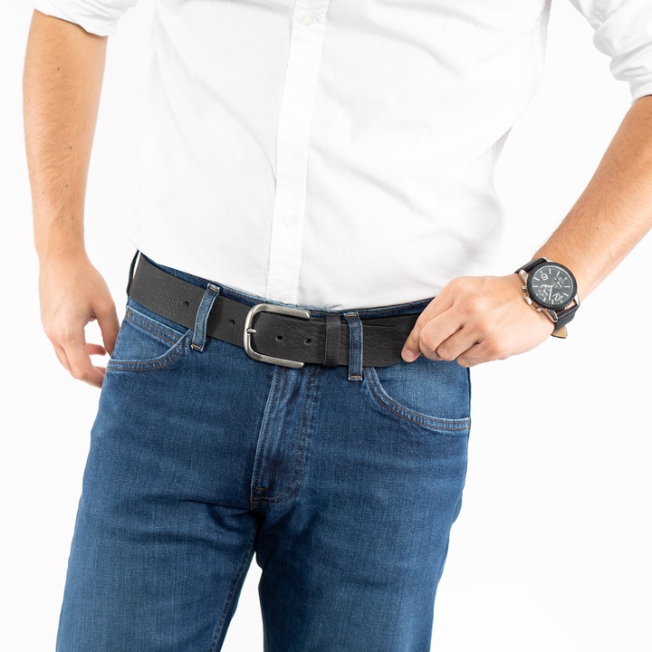 Férfi Öv, Tom Tailor, TG1022R13/790, Regular Fit, Fém Csat, Klasszikus Design, Nadrághoz, Farmerhez, Rövidnadrághoz, 100% Valódi Bőr, 95 cm, Fekete