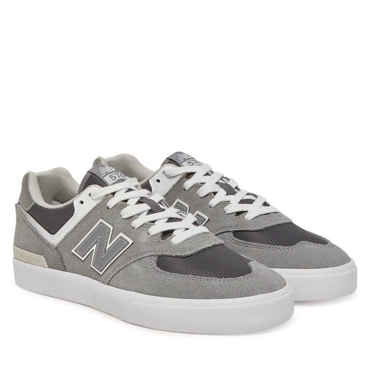Мъжки кецове, New Balance, NM574VGY, естествена кожа, сиви, 40 EU