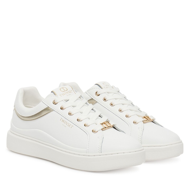 Tenisi dama Twinset 252TCP020, piele naturala, Alb
