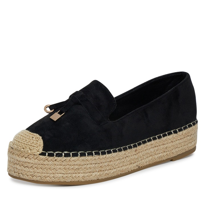 Női espadrilles, JENNY, WSS990-259, fekete, szövet, 38 EU