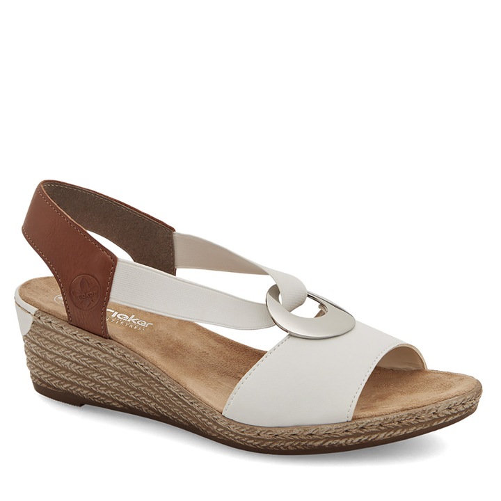 Sandale dama, Rieker, alb, sintetic, 42 EU