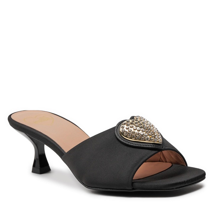 Чехли Love Moschino, естествена кожа, черен цвят