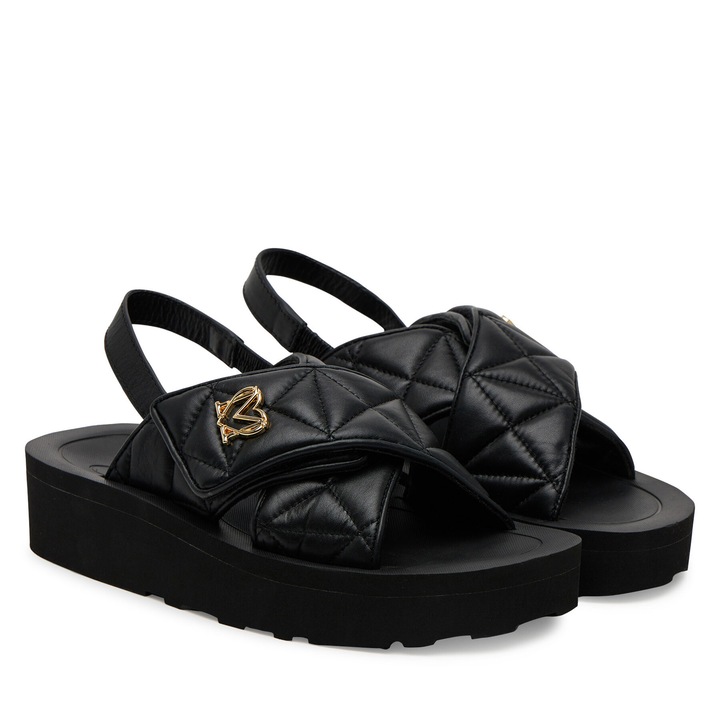 Női szandál, Love Moschino, természetes bőr, fekete, 41 EU