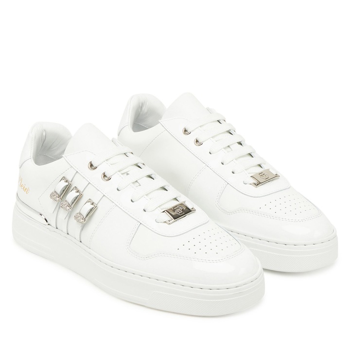 Дамски кецове, Philipp Plein WSC2780 PLE075N, естествена кожа, бели