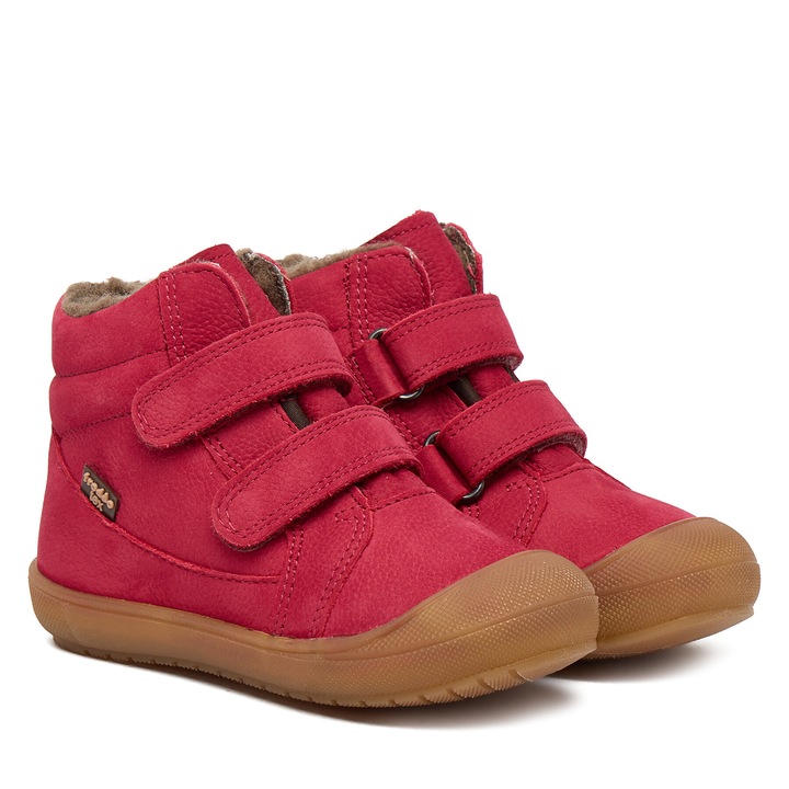 Ghete Froddo pentru fete, piele naturala, Rosu/Maro