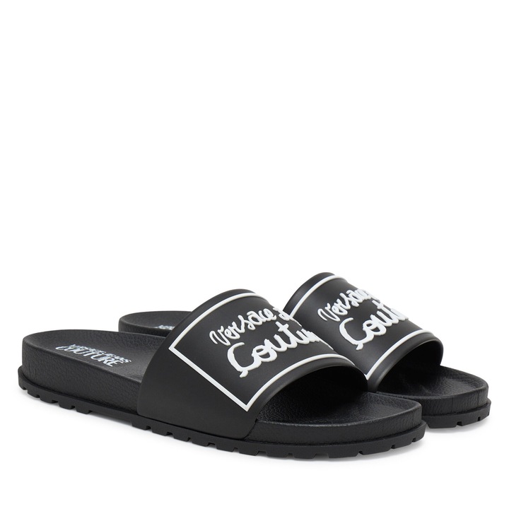 Papuci dama, Versace Jeans Couture, sintetic, negru, 40 EU