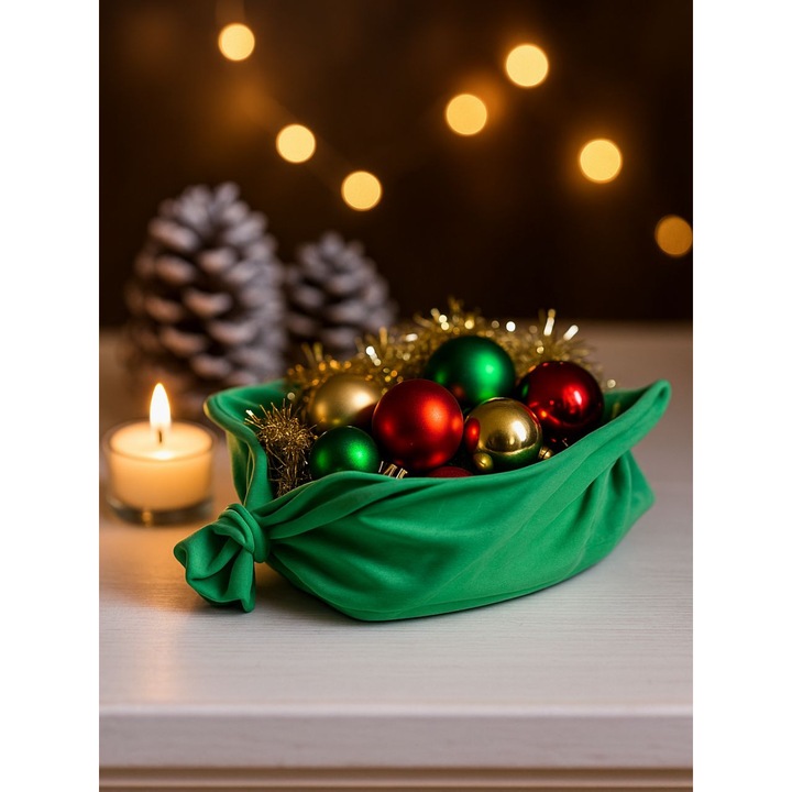 Bol decorativ sac Grinch, printat 3D, verde, dimensiuni 18x13x5 cm