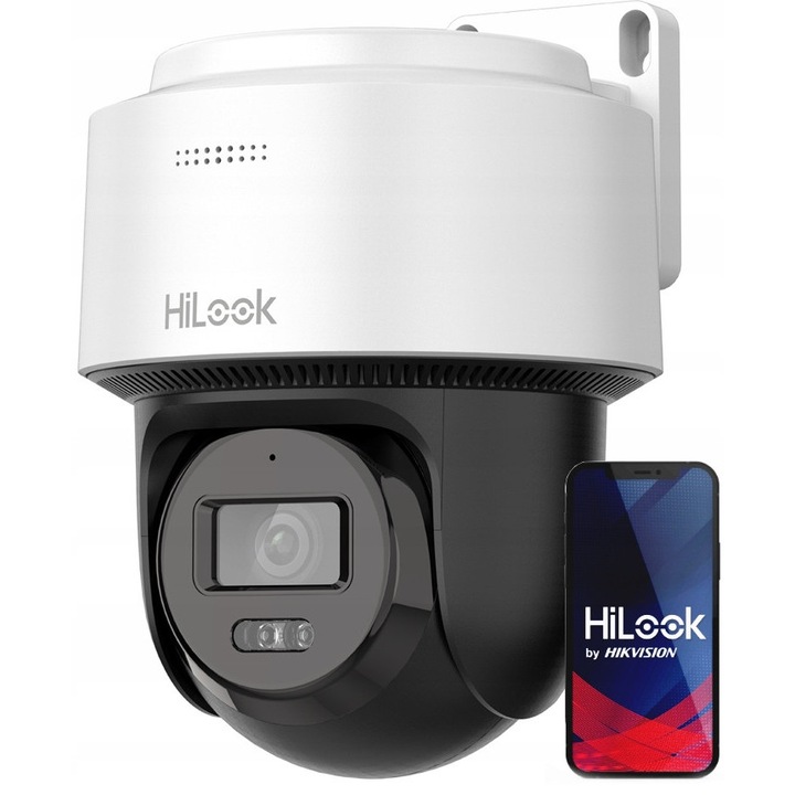 Cameră de supraveghere exterior HiLook PTZ 2MPx, Full HD, Autotracking Lite, audio bidirecțional, rezistență la intemperii IP66