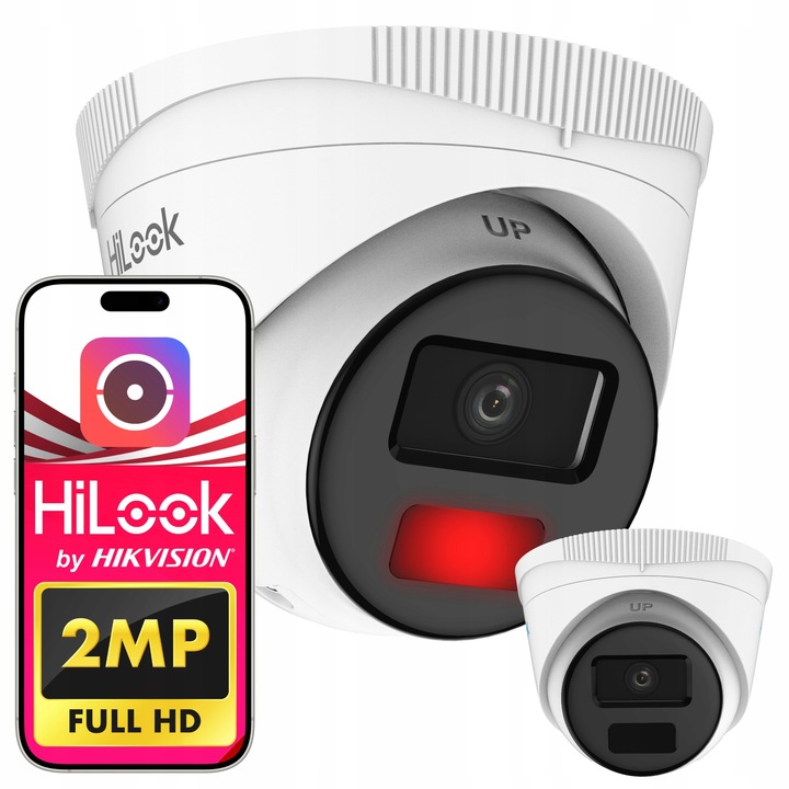 Външна камера за наблюдение HiLook 2MPX, нощно виждане до 20м, PoE, IP67