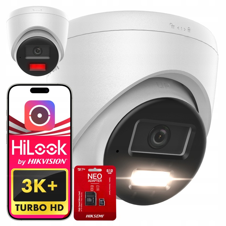 Cameră de supraveghere exterior Hilook 6MP, IP67, Smart Hybrid-Light, 512GB, Wi-Fi