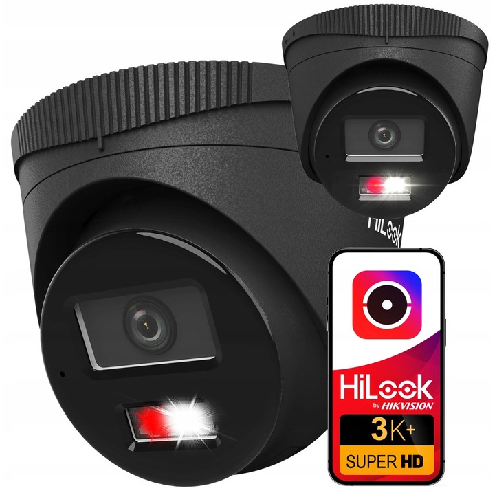 Камера за наблюдение HiLook 6MPx IPC-T260HA-LU, PoE, Smart Hybrid Light, IP67, черна