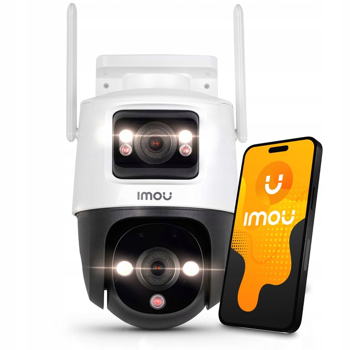 Camera IP Imou Cruiser Dual 5MPx + 5MPx PTZ, detectie miscare, nocturna color, alb, dimensiuni 110,4x128,8x132,7mm