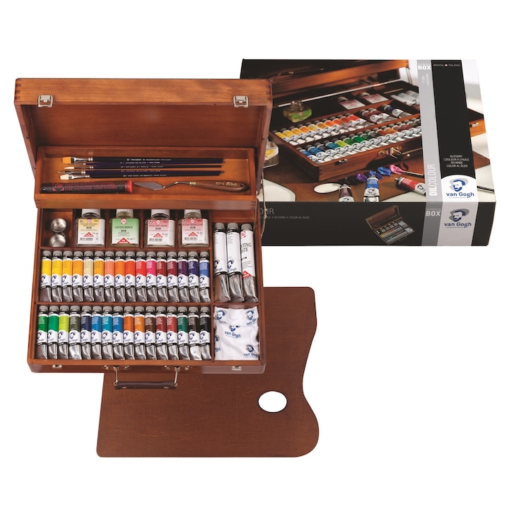 Set Culori Ulei Van Gogh Talens Superior Box, 32 Tuburi 20ml, Caseta Lemn