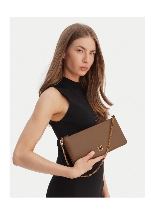 Дамска чанта Pinko, модел D01Q, бежова, хоризонтални размери.
