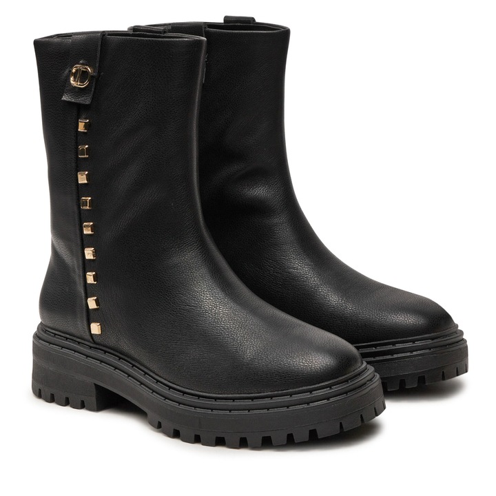 Ghete dama, Twinset, model Biker, piele ecologica, negru