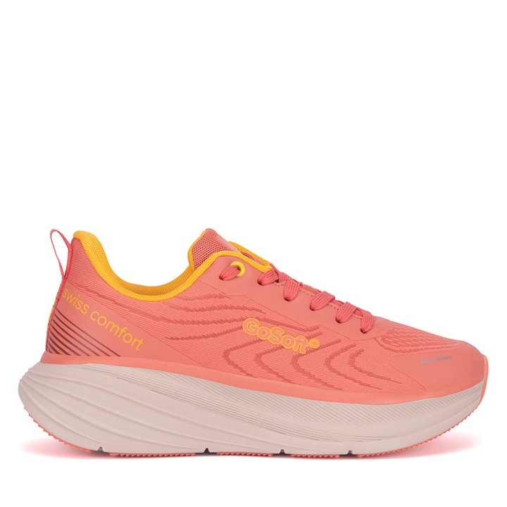 Pantofi sport dama, Go Soft, textil, roz/portocaliu, 36 EU
