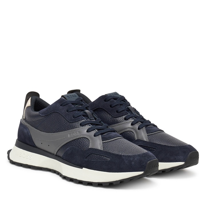 Pantofi sport barbati BOSS, bleumarin, piele naturala, alergare, 45 EU