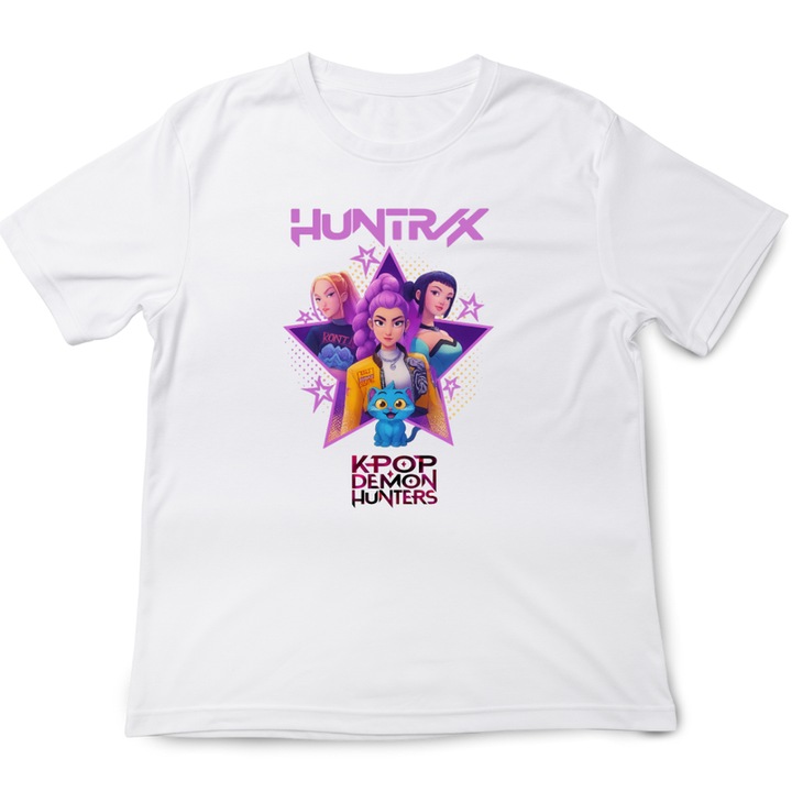 Gyermek póló K Pop Demon Huntrix, fehér, 100% pamut, Fehér
