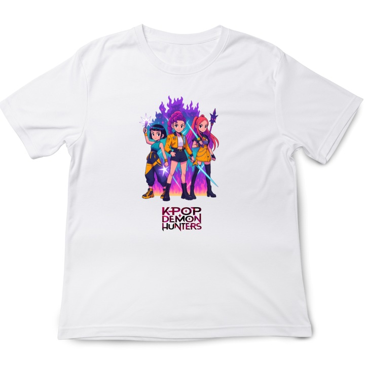 Gyerek póló K Pop Demon Huntrix, fehér, egyedi nyomtatás, Fehér