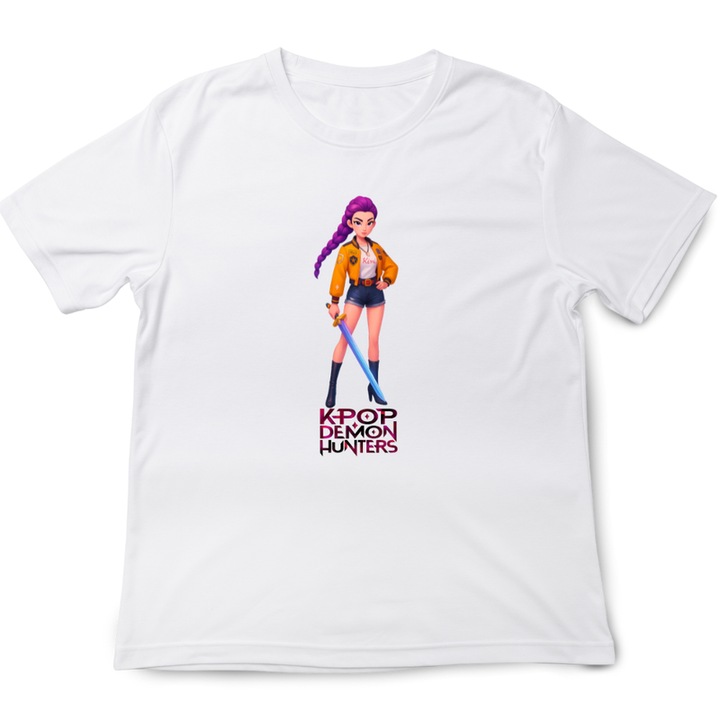 Tricou copii K Pop Demon Huntrix, alb, grafica adorabila, Fehér