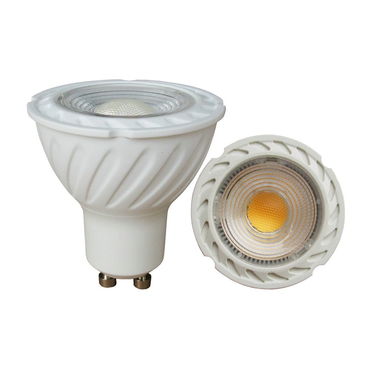 Spot LED GU10, 7W, lumina alba calda 3000K, set de 2 bucati