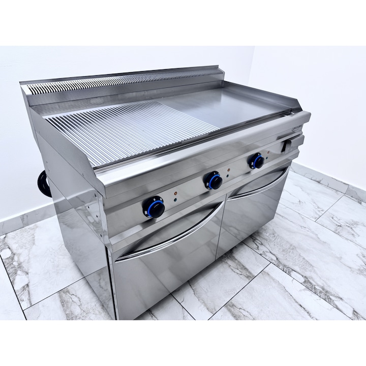 Gratar electric cu suprafata neteda si striata Ideal Inox placa gratar 120 cm Linia 700