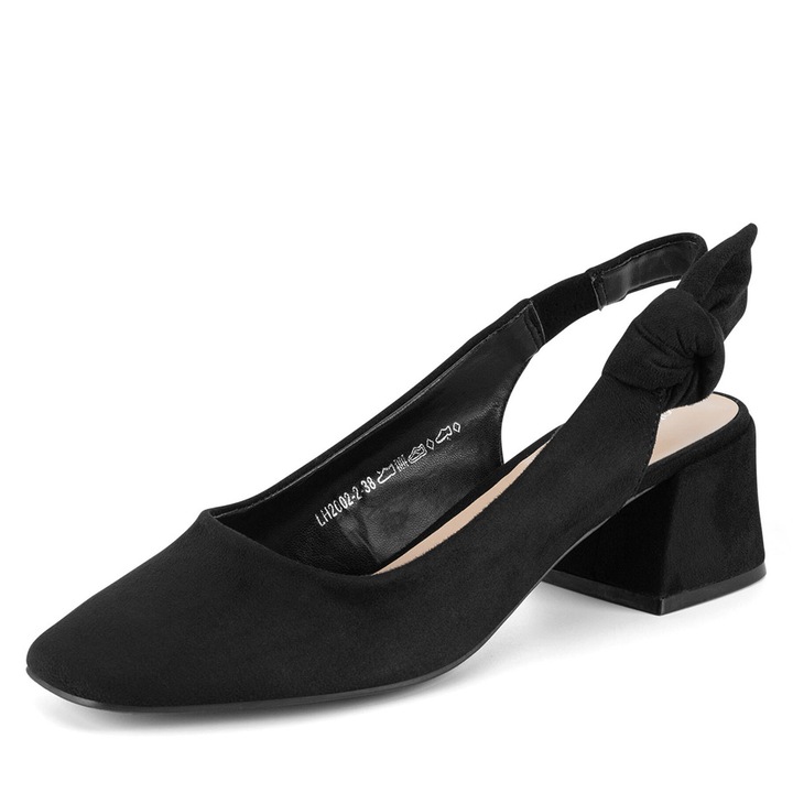 Sandale dama, Clara Barson, cu toc, negri, tesatura