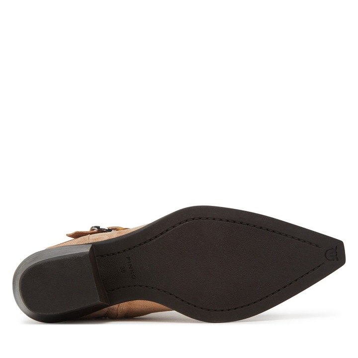 Botine dama Pinko, cowboy, bej, piele naturala