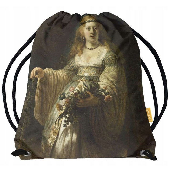 Rucsac "Dama in noapte" Rembrandt, personalizabil, multicolor, 46x37cm