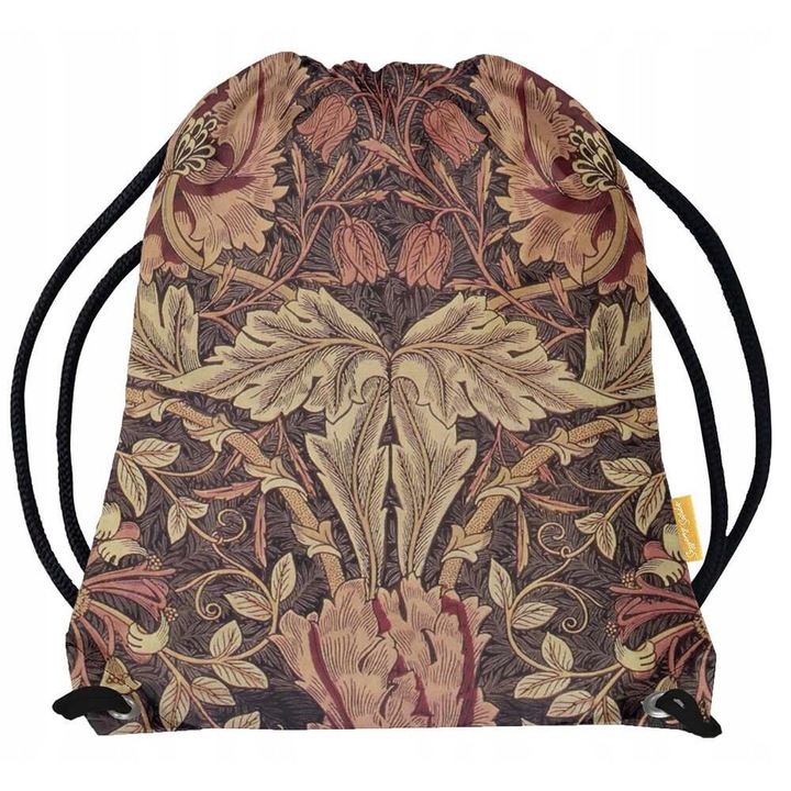 Geantă tip sac Szyjemy sztukę William Morris, personalizabilă, imprimare FullPrint, 46x37cm