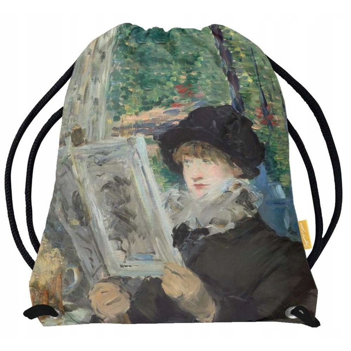 Geantă tip sac "Femeie Citind", Szyjemy sztukę, personalizabilă, multicolor, standard 44x35cm