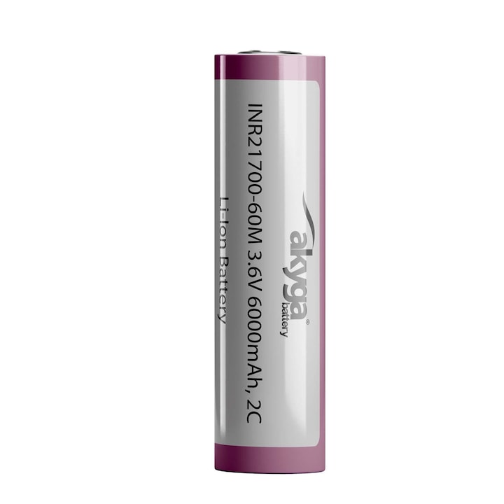 Baterie Li-Ion 21700 Akyga 6000mAh, 3.6V, pentru dispozitive cu cerinte energetice ridicate
