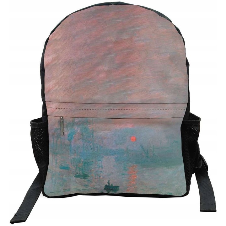 Rucsac școlar Szyjemy sztukę Impresie Răsărit de Soare Monet, personalizabil, impermeabil, multicolor, Mare (45x32x11 cm)