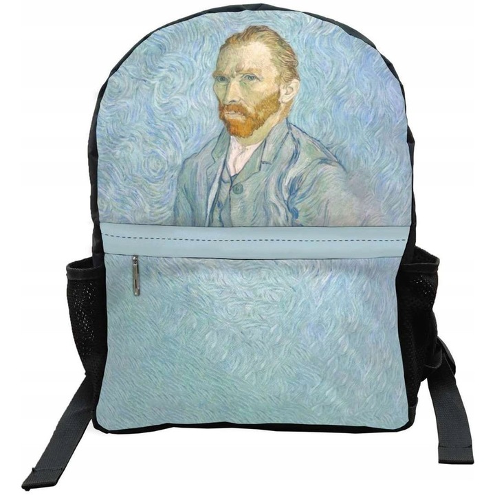 Rucsac Școlar Szyjemy sztukę, Autoportret Van Gogh, impermeabil, multicolor, mare (45x32x11cm) și mic (40x29x10cm)