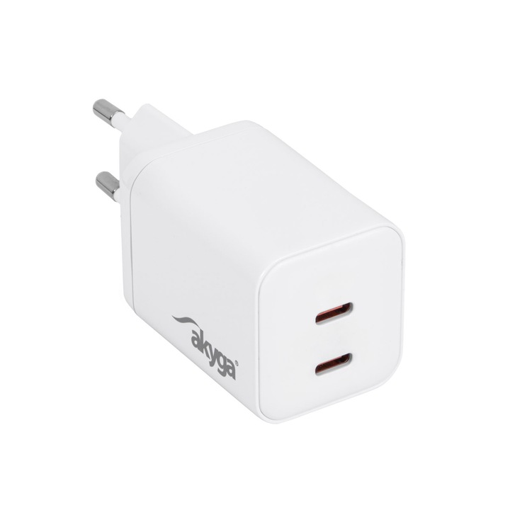Incarcator USB-C Akyga AK-CH-29 2x 45W, compact, GaN