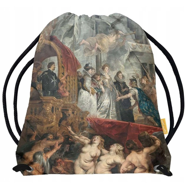 Sac personalizabil "Sosirea Mariei de Medici la Marsilia", Szyjemy sztukę, multicolor, poliester, 44x35cm și 35x28.5cm