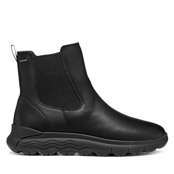 Botine dama 4X4, Geox, Piele naturala, Negru, Negru