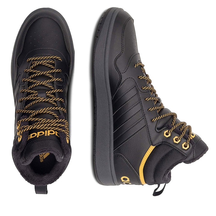 Мъжки кецове, Adidas, HOOPS 3.0 MID WINTER, екологична кожа, черни, 44 2/3 EU
