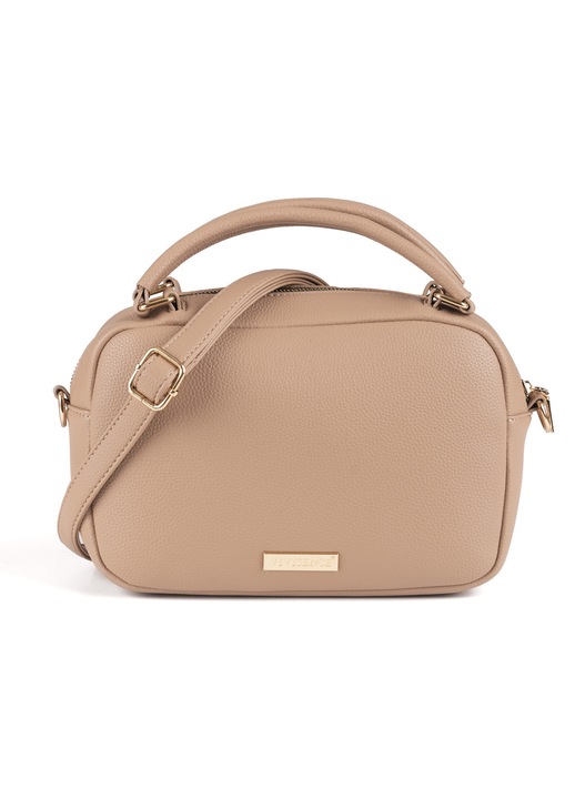 Vivisence Femei Fonott Válltáska Ökológiai Bőrből - Cipzáros Rekesz Belső Zsebbel és Arany Fém Elemmel - Állítható Szíj 123-ig a Rendszerezésért és Stílusért