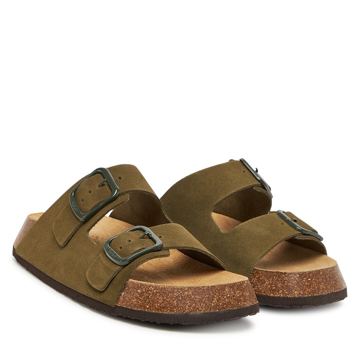 Papuci pentru dama, Scholl, piele naturala, verde, 35 EU