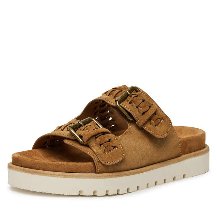 Papuci dama, Mustang, material textil, maro, 36 EU