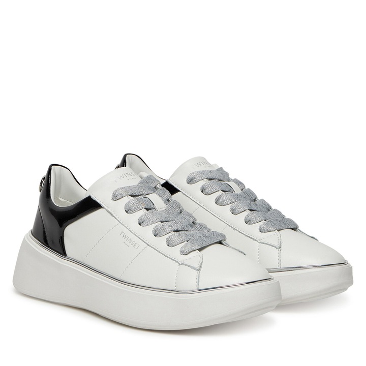 Tenisi dama, Twinset, 251TCP042 , piele naturala, alb/negru