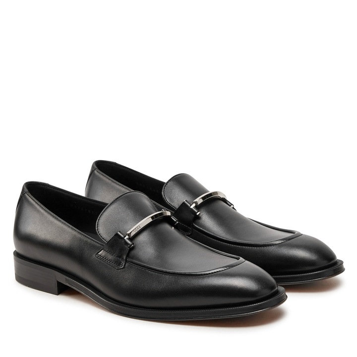 Férfi mokaszin Derrek, Boss, természetes bőr, fekete, 45 EU