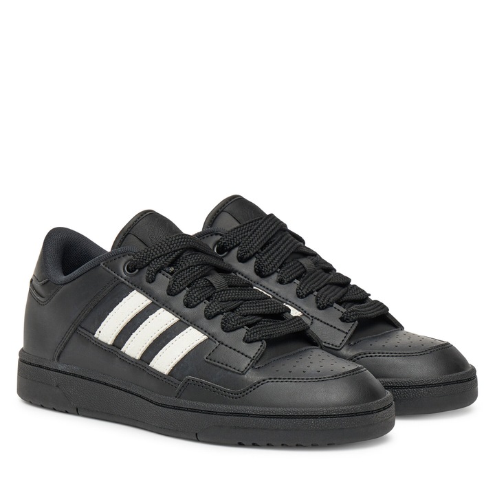 Pantofi copii, adidas, Rapid Court Low J JQ, piele ecologica, negru/alb