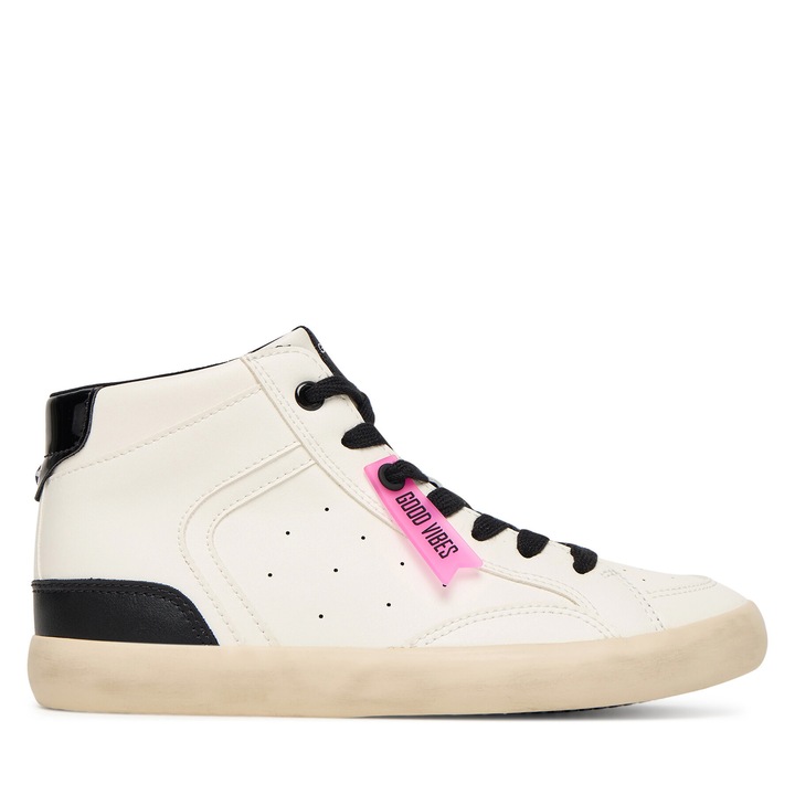 Pantofi copii, Geox, piele ecologica, alb/negru